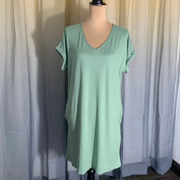 rvca green dress Sage khaki washed effect t-shirt dress - ROBEBONY2W main image 1